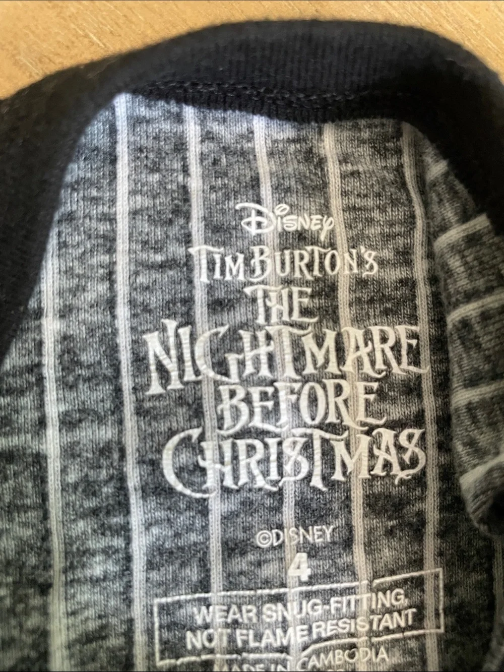 Disney The Nightmare Before Christmas Black & Gray Striped kids Sleep pajamas